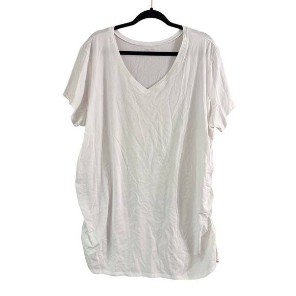 Motherhood Maternity Women's Plus Size White Ruched Side Top Size 3X New - Picture 1 of 6